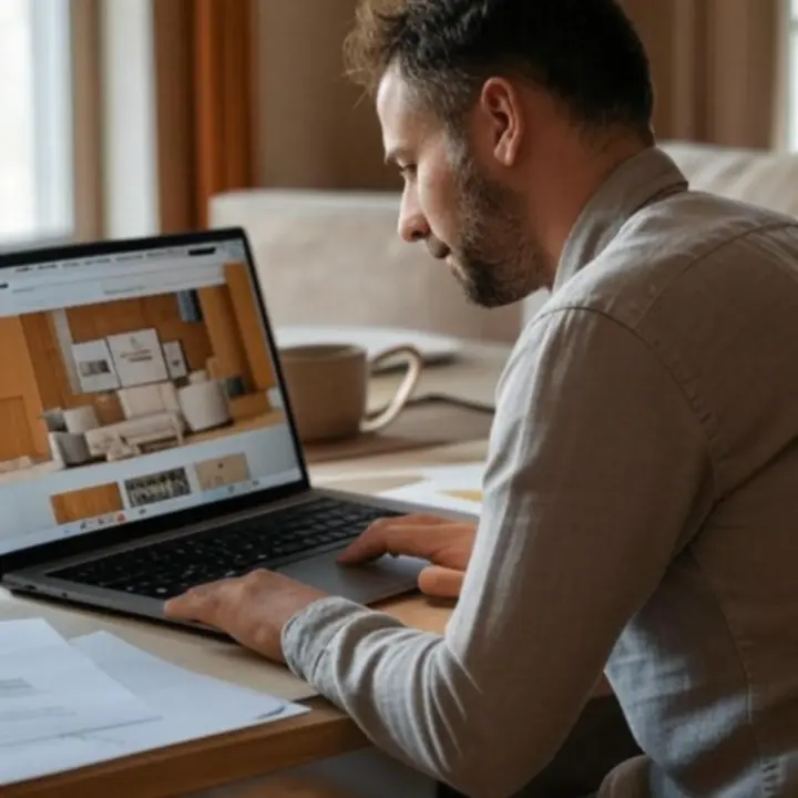 Projekt profesjonalnego sklepu internetowego z wyposażeniem wnętrz prezentujący produkty w ciepłej, domowej aranżacji